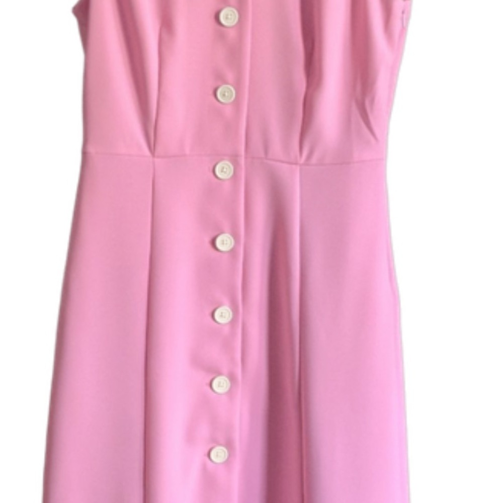 J. Crew Pink Button-Front Cap-Sleeve Midi Dress 10P - Picture 7 of 11